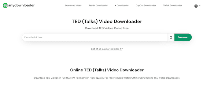 Download TED Videos with Anydownloader