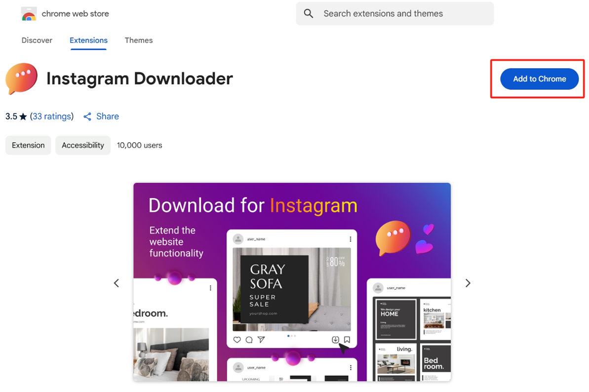Add Instagram Downloader Extension