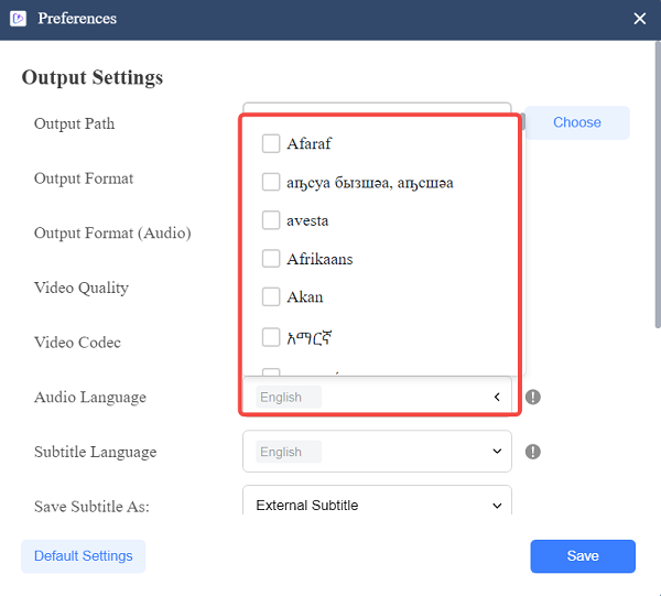 Choose Audio and Subtitle Languages