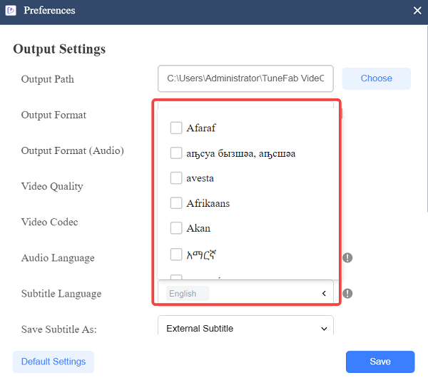 Adjust Subtitle and Audio Language