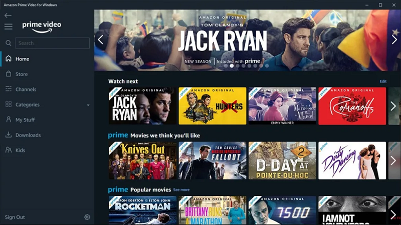 Amazon Prime Video App Homepage