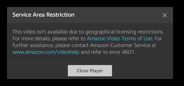 Amazon Prime Video Region Limit