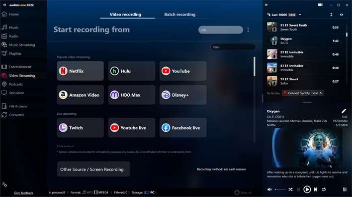 Audials Movie Home Page
