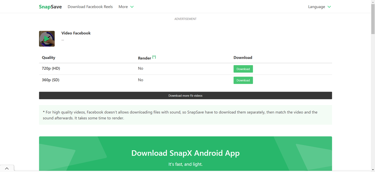 Choose Video Quality on SnapSave