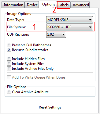 Confirm Configurations on Imgburn