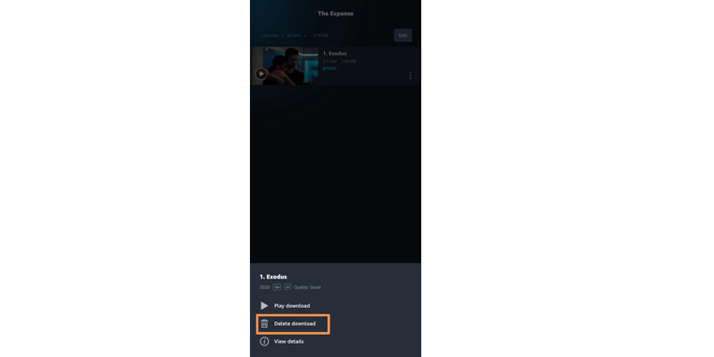 Delete Download from Prime Video Android