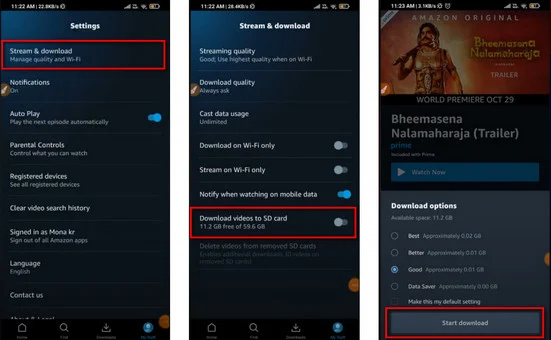 Download Amazon Prime Videos to SD Card Directly