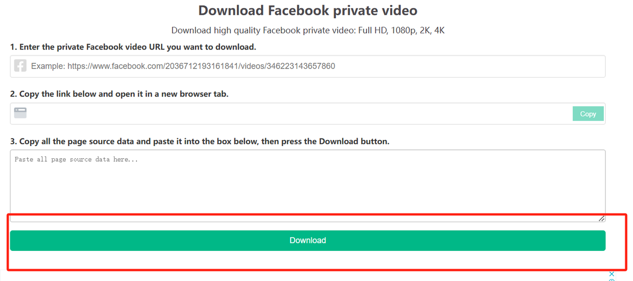 Download Facebook Private Video with Fdownloader