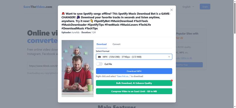 Click Download MP4 on SaveTheVideo