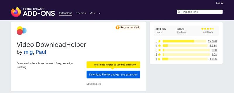 Download Video DownloadHelper Addon