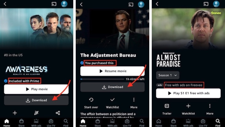 Downloadable and Non-Downloadable Amazon Video