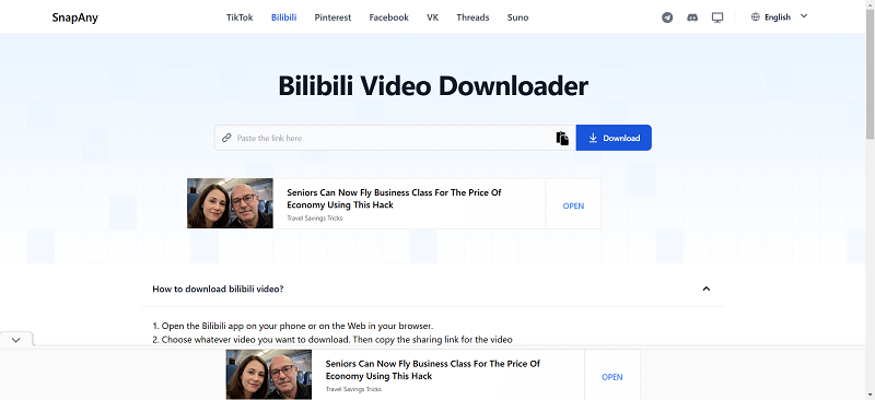 Download Bilibili Videos With SnapAny