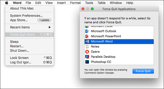 Force Quit App on MacOS