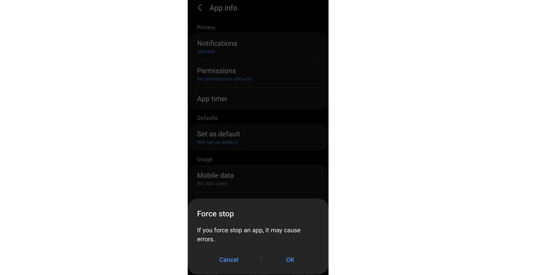 Force Stop Prime Video on Android