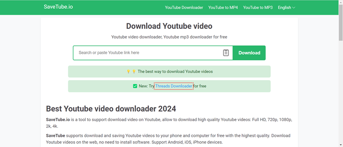 Download YouTube Videos via SaveTube