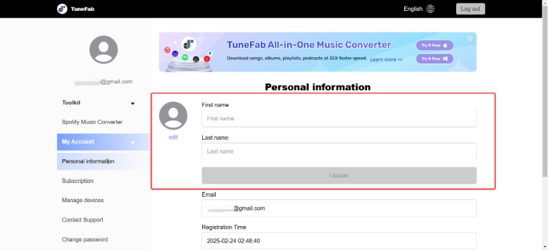 Change Personal Information