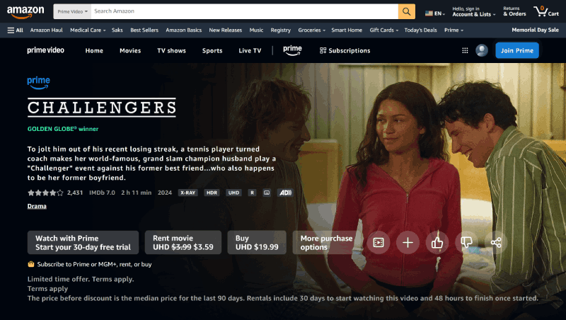 Rent or Buy Challengers on Amazon Prime Video