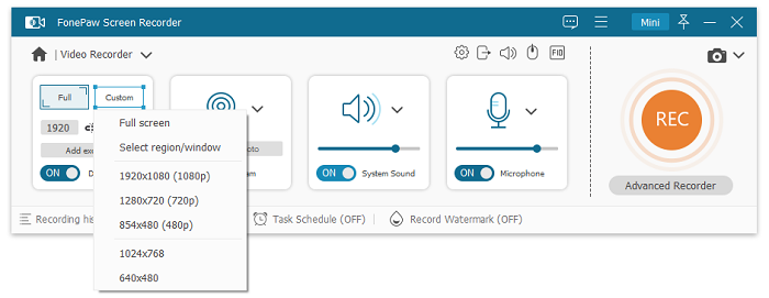 Adjust Video Recording Area