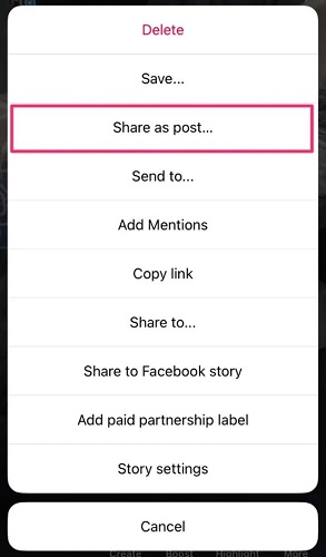 Share Instagram Story as Post