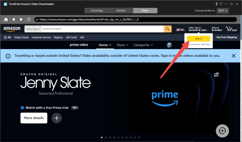 Sign Amazon Prime Video Web Player