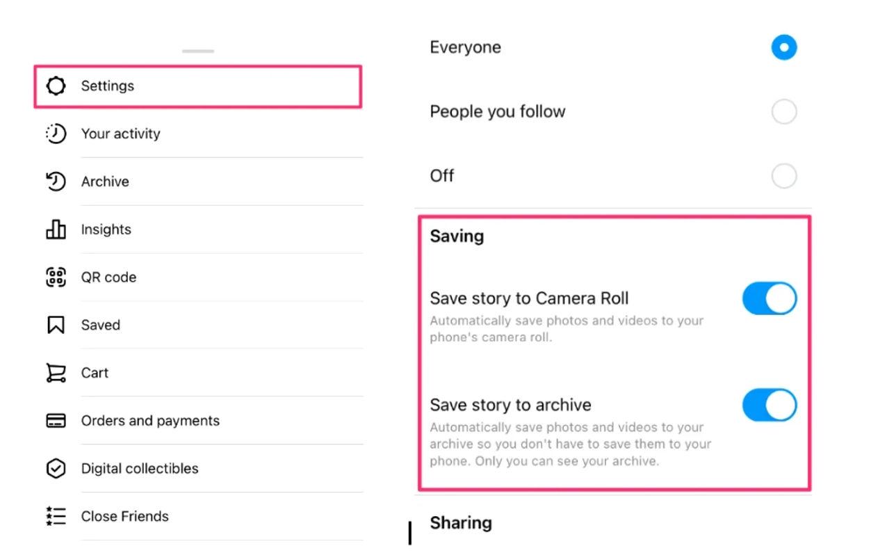 Turn on Save Story to Archive