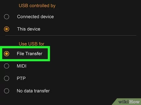 Set USB Used for File Transfer