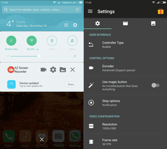 AZ Screen Recorder Interface