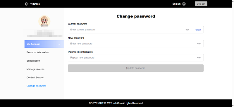 Change VideOne Password