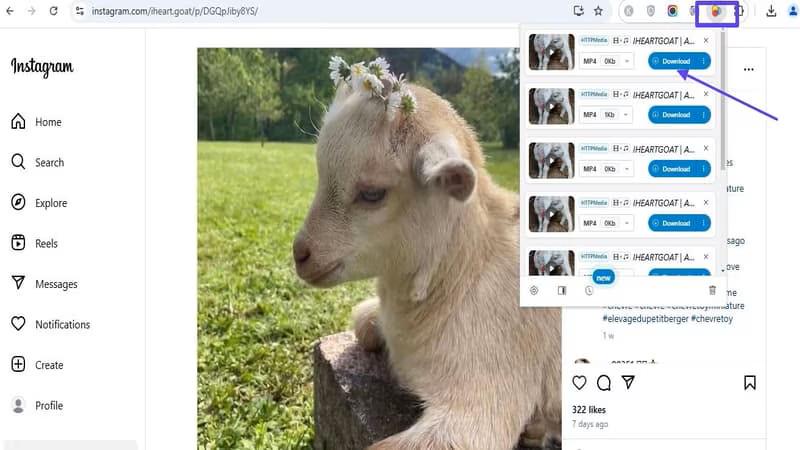 Downloading Instagram Video to MP3 with Video DownloadHelper