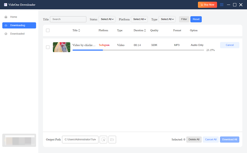 Downloading Instagram Videos to MP3 VideOne