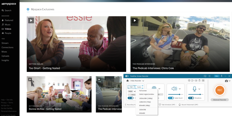 FonePaw Record and Save MySpace Videos
