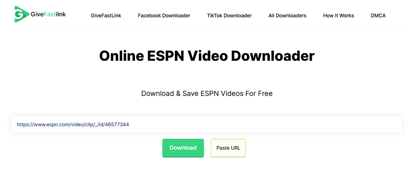 GiveFastLink Online ESPN Video Downloader
