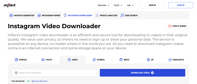 Inflact Instagram Live Video Downloader