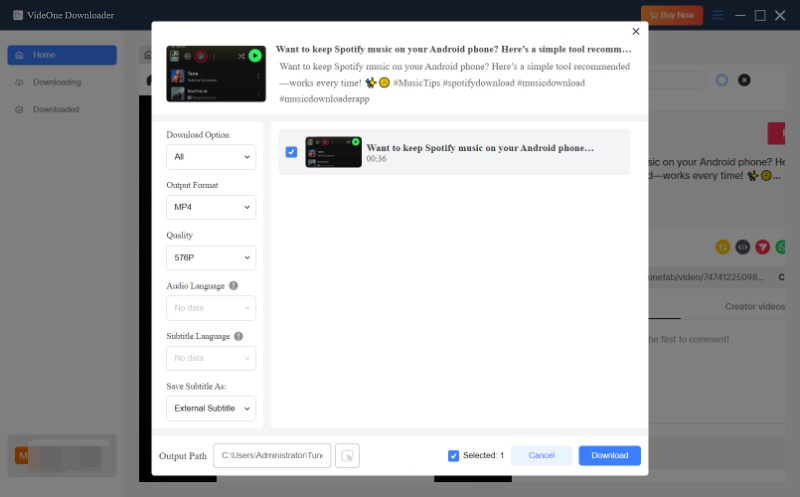 Choose Output Settings