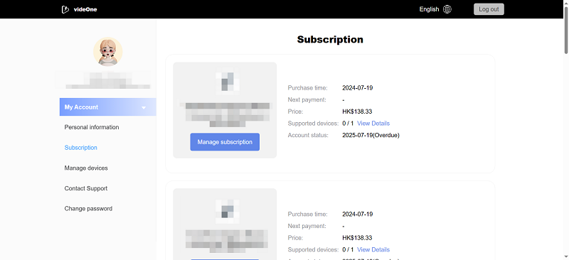 Manage VideOne Subscriptions